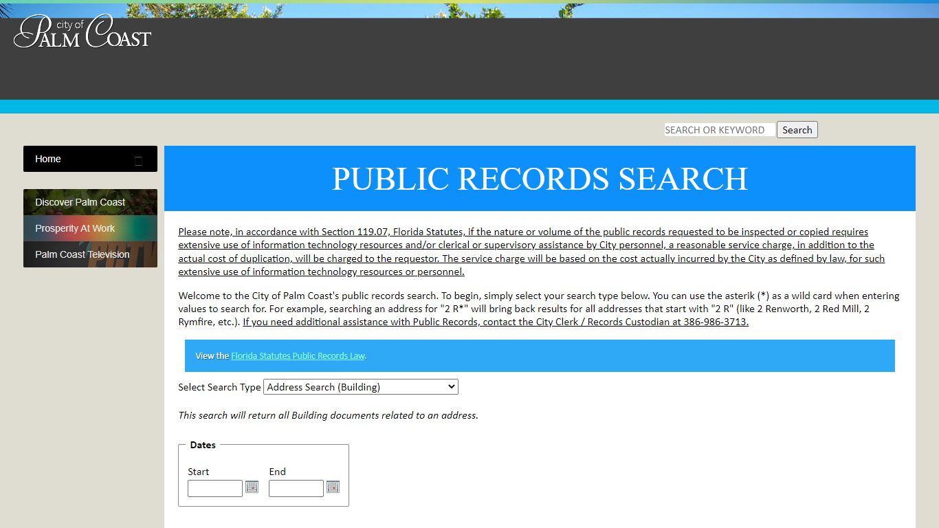 Public Records Search | City of Palm Coast, Florida