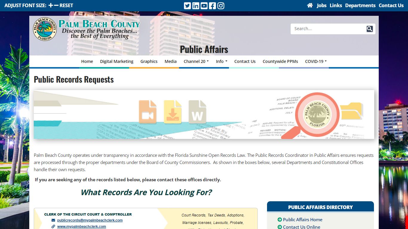 Public Affairs Public Records Requests - Palm Beach County, Florida